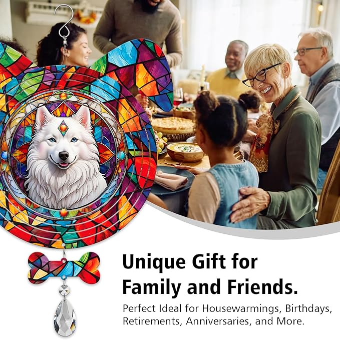 American Eskimo Dog Ears Wind Spinner, American Eskimo Wind Spinner Hanging for Yard and Garden (American Eskimo)