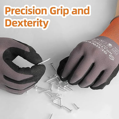 Schwer Safety Work Gloves with Sandy Nitrile Coating LT5626, Max Abrasion Resistance Heavy Duty Gloves with Grip for Men and Women, Ideal for General Use, Mechanic, Construction, Gardening, L