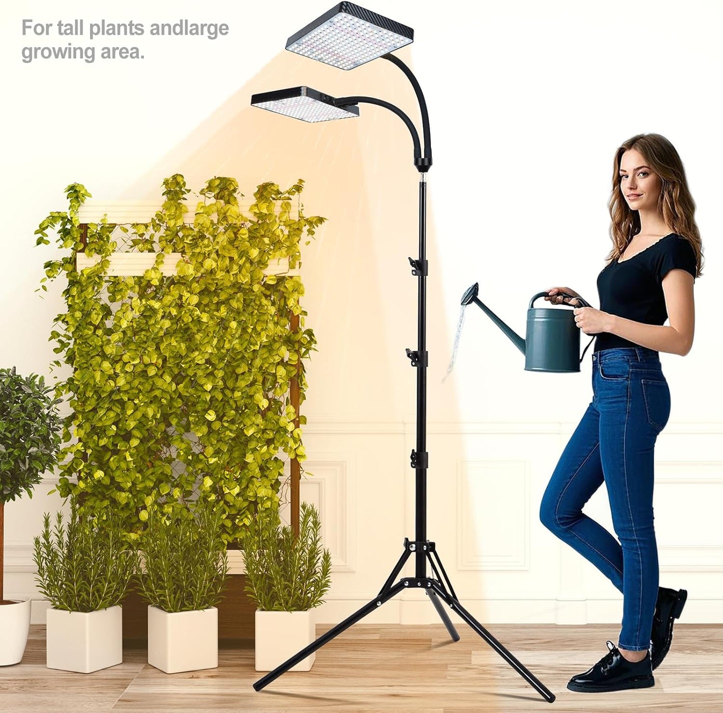 Grow Light with Stand, Orchbloom Grow Lights for Indoor Plants 50W, Natural Sunlight Full Spectrum Plant Growing Lamps for Houseplants & Bonsai Tree, 4/8/12 Hr Timer Plant Light Auto On/Off Everyday