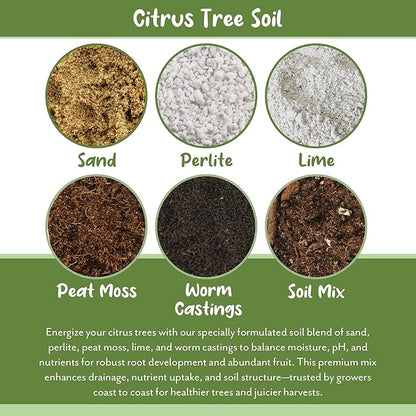 Citrus Tree Potting Soil Mix (12 Quarts), Special Blend for Indoor Oranges, Lemons, Limes and More