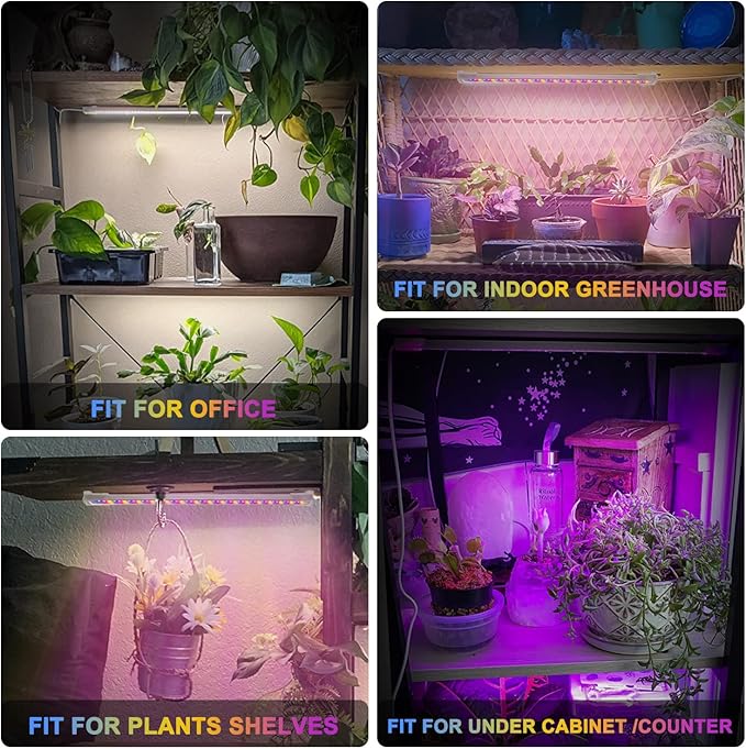 Grow Lights for Indoor Plants Full Spectrum, Grow Light Strips with Auto Timer 3/6/12 H, Plant Lights with Red Blue White LEDs, 3 Lighting Modes,5 Dimmable Levels, 2 Packs,Updated Controller