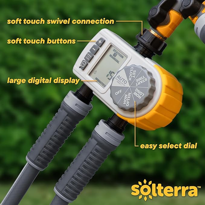 Solterra 28153 Single-Dial Two-Outlet Hose Timer, Gray