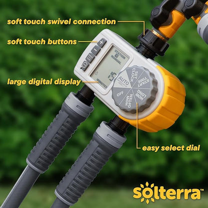 Solterra 28153 Single-Dial Two-Outlet Hose Timer, Gray