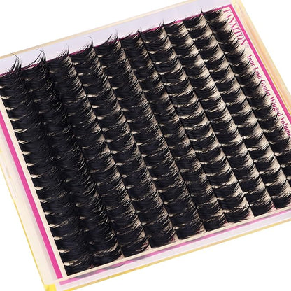 FANXITON Lash Clusters with Spiky Lash Clusters Volume Eyelash Clusters 10-18MM Thick Individual Lashes D Curl Cluster Eyelash Extensions 3D DIY Lash Extension at Home