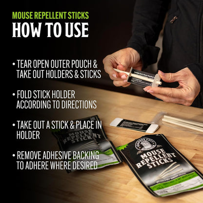 Grandpa Gus's Natural Mouse Repellent Stick, Patented Delivery of Concentrate Peppermint Scent, Plant-Based, Humane Rodent Repellent for Home, Campers & RVs, Pack of 10