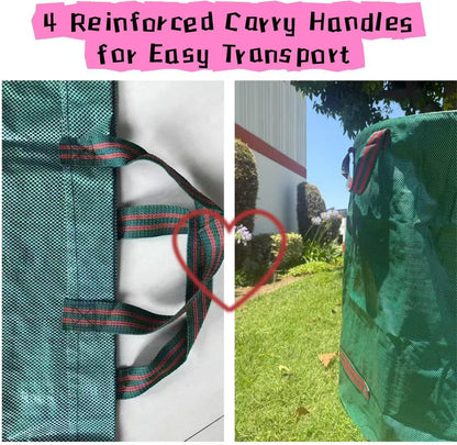 JKKGS Yard Waste Bags (3-Pack, 72 Gallons, H30 x D26 inches), Reusable, Heavy Duty Collapsible Standable Garden Lawn Leaf Bags and Trash Bags for Debris, Grass, Recycling, Camping, Parties, Laundry