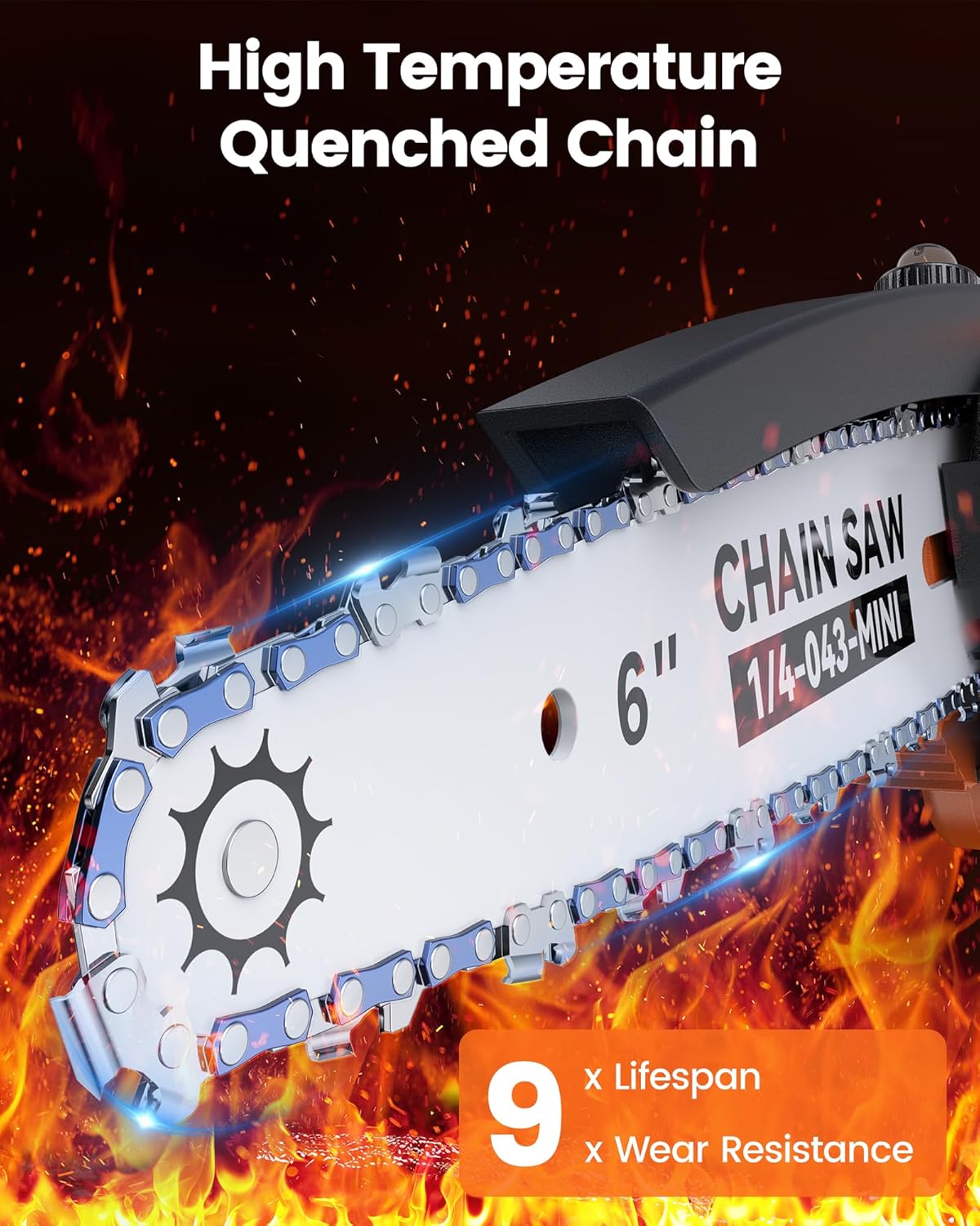 Mini Chainsaw Cordless, 8 inch & 6 inch Electric Chain Saw with 2 Pack Rechargeable Batteries, Battery Powered Handheld Saw Gardening Tools for Trees Branches Trimming Wood Cutting, Orange