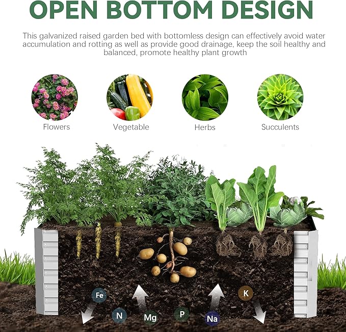 Raised Garden Bed with Arch Trellis for Climbing Plants,Galvanized Raised Garden Bed, Planter Boxes Outdoor for Vegetables Flowers Herb,269 Gallon Capacity Silver