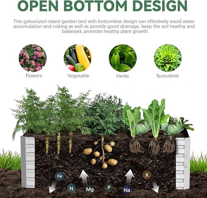 Raised Garden Bed with Arch Trellis for Climbing Plants,Galvanized Raised Garden Bed, Planter Boxes Outdoor for Vegetables Flowers Herb,269 Gallon Capacity Silver