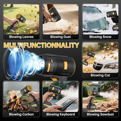 Electric Leaf Blower, KJBAO 21V Handheld Leaf Blower Cordless with 2 * 4000mAh Batteries and Charger,Turbo Jet Blower, Lightweight Leaf Blowers for Lawn Care Patio Cleaning Dark