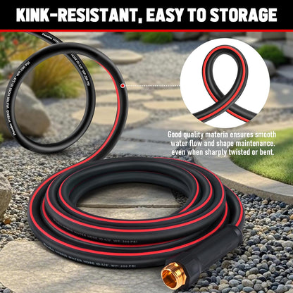 Short Garden Hose 10ft x 5/8", NON-EXPANDABLE Heavy Duty Premium Flexible Water Hose, No Kink, Leakproof, Lightweight Hybrid Hose with Male to Female Fittings for Household&Backyard