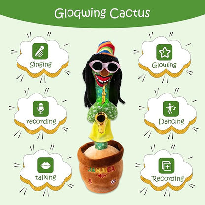 MIAODAM Dancing Cactus, Talking Plush Toy with Funny Style 270 Degree Rotation for for Baby Boys and Girls, Singing Baby Toy Repeats What You Say Colorful Glowing Singing Cactus Toy