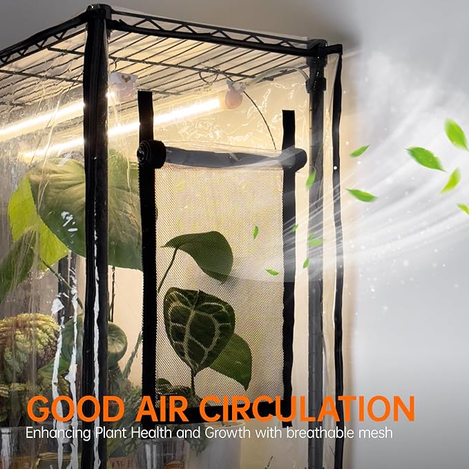 Bstrip 71" Indoor Greenhouse with Grow Light, 6-Tier DIY Plant Shelf with Adjustable Rack and Wheels, 8-Pack 192W Full Spectrum LED Plant Light for Indoor Plants, Seed Starting, (29.5" L x 13.8" W)