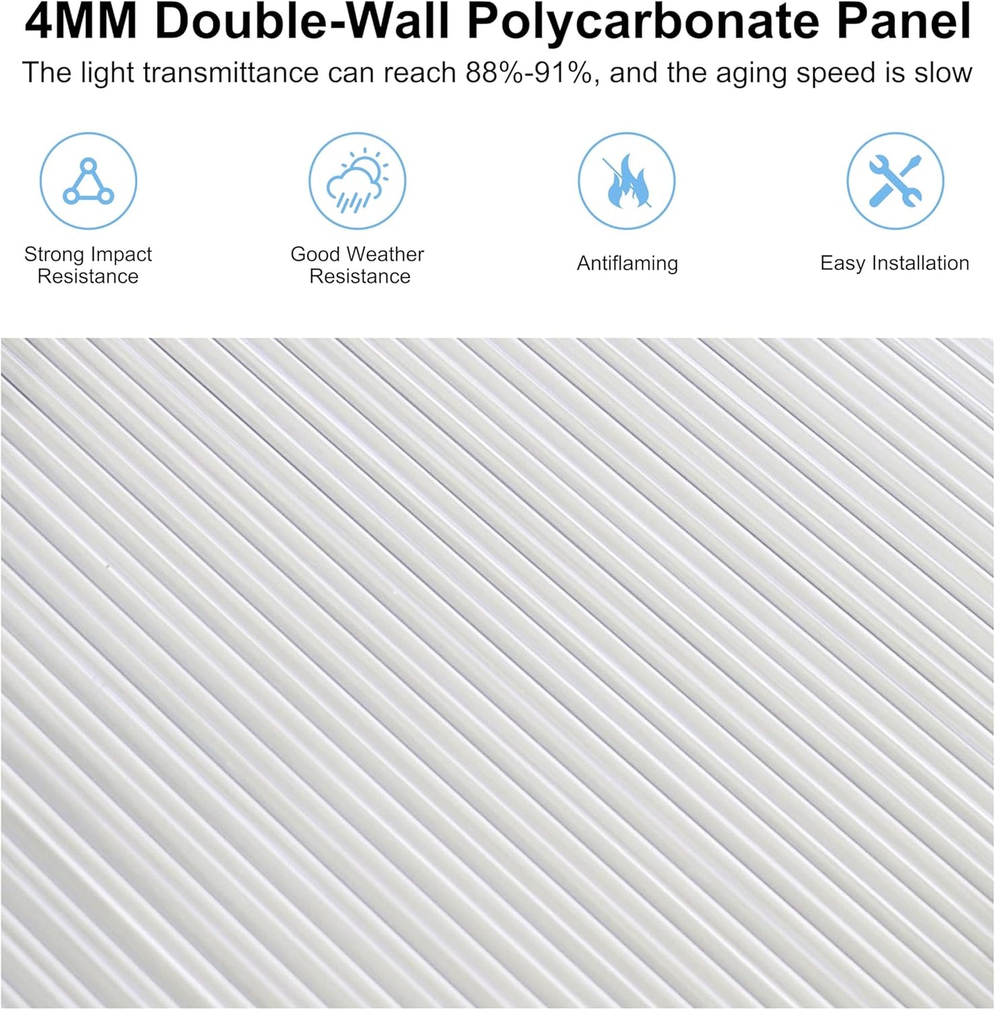 BlueWish 6x10 FT Greenhouses for Outdoors, Cedar Green House with 4-Layers Polycarbonate Panel, Greenhouse Kit with Adjustable Vent & Lockable Door, Walk-in Greenhouse for Outside, Garden, White