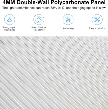 BlueWish 6x10 FT Greenhouses for Outdoors, Cedar Green House with 4-Layers Polycarbonate Panel, Greenhouse Kit with Adjustable Vent & Lockable Door, Walk-in Greenhouse for Outside, Garden, White