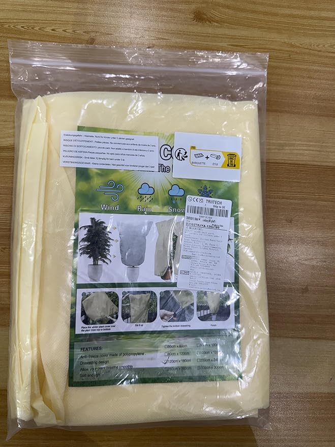 2 Packs Plant Covers for Winter 120x180cm, Shrub Covers for Winter, Plant Cover Freeze Protection, Cold Frost Protection Cover with Zipper Drawstring(80gsm)