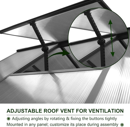 BlueWish 6x10FT Greenhouses for Outdoors, Aluminum Greenhouse with Adjustable Vents, Rivet Structure, Walk-in Green House with Polycarbonate, Heavy Duty Greenhouse Kit for Garden, Gray