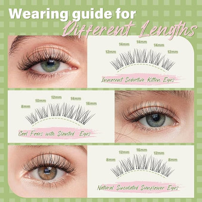 KEYYOU Fairy Venus Lash Clusters Manga Lash Extension C Curl 120Pcs Eyelash Extension Wispy Natural Invisible Band Lash with Waterproof DIY Lash Extension at Home(Venus-C-8-18MIX)