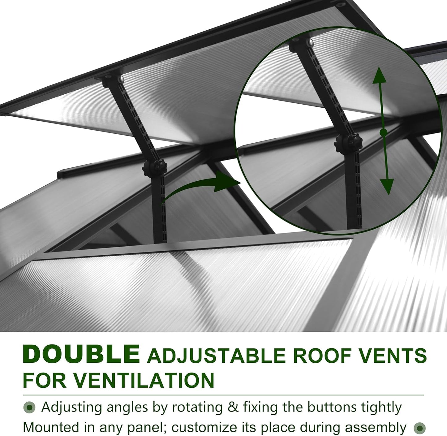 BlueWish 8x16 FT Greenhouses for Outdoors, Greenhouse with Rivet Structure, Adjustable Vents, Aluminum Greenhouse Kit with 4MM Polycarbonate Panel, Walk-in Green House for Garden, Gray