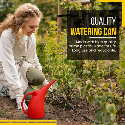 KP KOOL PRODUCTS (1 Pack) 1/2 Gallon Mini Watering can for Outdoor Plants Flower BPA Free (Red)