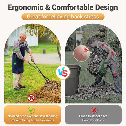 CAROD Leaf Grabber Rake with Long Handle, Lightweight Metal Leaves Rakes, Leaf Collector for Gardening, Leaf and Grass Picker Upper, Efficient and Labor-Saving Yard Rake Leaf Grabber No Bending Over