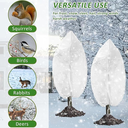 Remiawy Plant Covers Freeze Protection, 2.0 oz/yd² Shrub Jacket Plant Covers for Winter, 2 Pack 50 x 70 Inch Reusable Frost Cloth Bags Protectors for Cold Weather Outdoor Potted Plants Fruit Trees