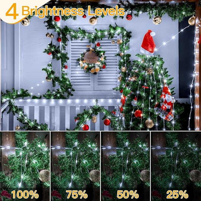 Ollny Outdoor Christmas Lights 1000LED 328FT, Cool White Fairy Lights IP67 Waterproof, Plug in String Light with Remote 8 Modes Timer, Xmas Light for Outside Indoor House Tree Decorations