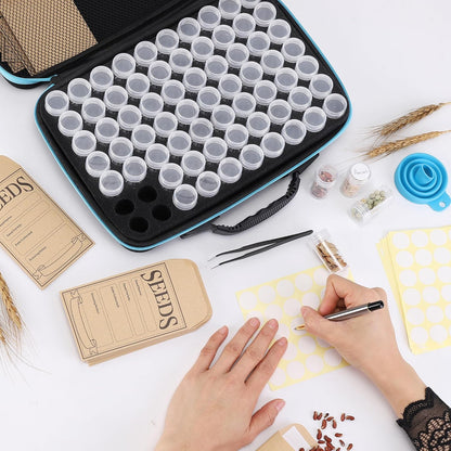 140 Slots Seed Storage Organizer, Garden Saving kit Seed Organizer with 30 Seed Envelopes, Write Label, Funnel, Tweezer for Plants Vegetable Seed Saver (Seeds not Included)