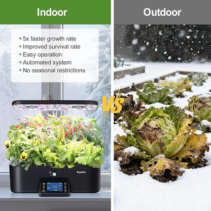 17-Pods Hydroponic Growing System with Dual Fans 24W Full-Spectrum Grow Light & Smart Control Panel for Indoor Gardening for Vegetables Herbs