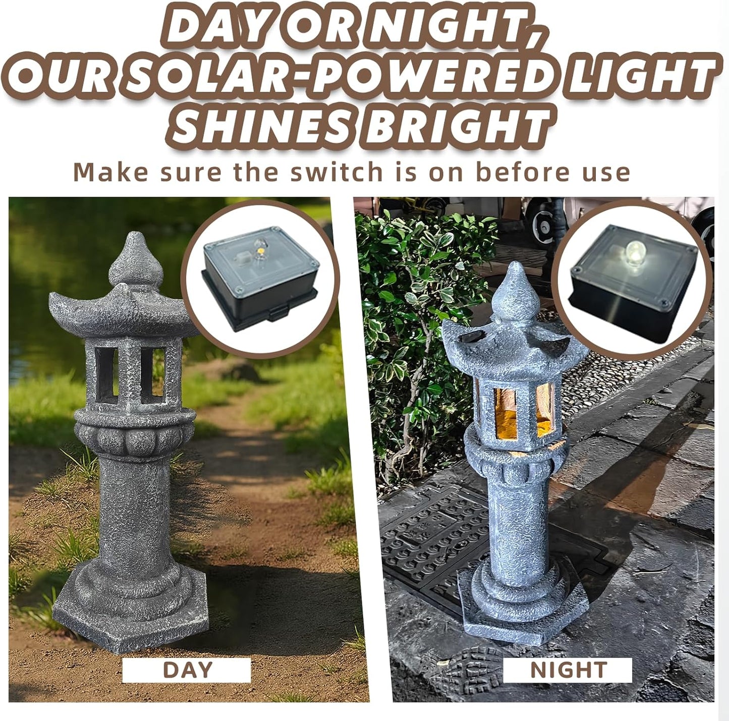 Solar-Powered Pagoda Lamp