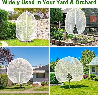 2-Pack 6 x 6ft Garden Netting with Zipper & Drawstring, Reusable Fine Mesh Cover for Plants, Fruit Trees, Vegetable Protection from Birds, Squirrels, Deer