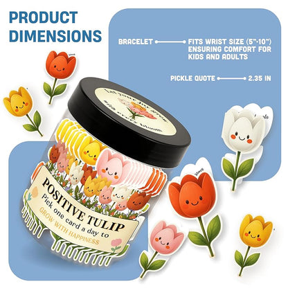 Positive Tulip Jar With 60 Affirmation Cards – Inspirational Gifts And Teacher Desk Decor, Tulips Flowers Themed Gifts For Women, Stress Relief And Daily Positivity, Staff Appreciation Gifts