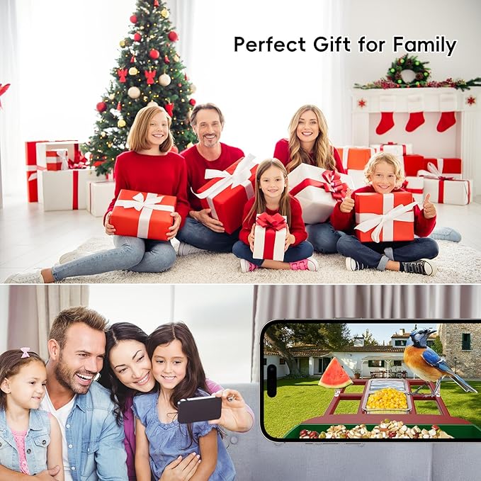 Smart Bird Feeder with Camera, Solar Panel & 5200mAh Battery, 4K HD Video, AI Identification, Instant Arrival Alerts & Alarm, IP65 Weatherproof, 32GB Card, 2L Capacity, Bird Lover’s Smart Companion