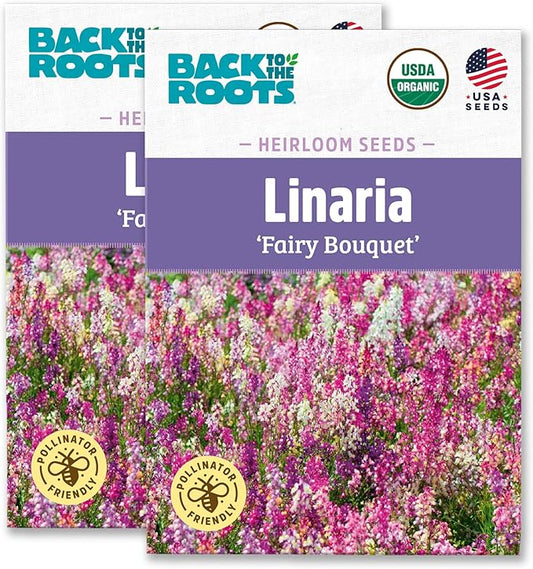 Back to The Roots 100% Organic Heirloom Seeds - Linaria Flowers (100mg Total)
