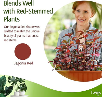 Stackable Plant Support Stakes, Stem Holder Structures for Indoor & Outdoor Use, Garden Accessories for Climbing & Potted Plants, Trellis Alternative - Begonia Red, 10 Pack, 17" L