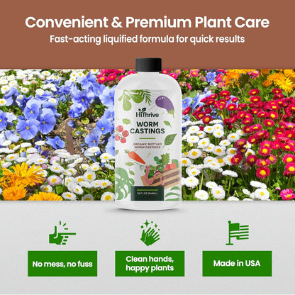 32oz Worm Castings for Plants - Makes 64 Gallons of Earthworm Castings Compost Tea, Liquid Worm Casting – Nutrient-Rich Organic Compost Worms for Healthier Soil & Vibrant Plant Growth