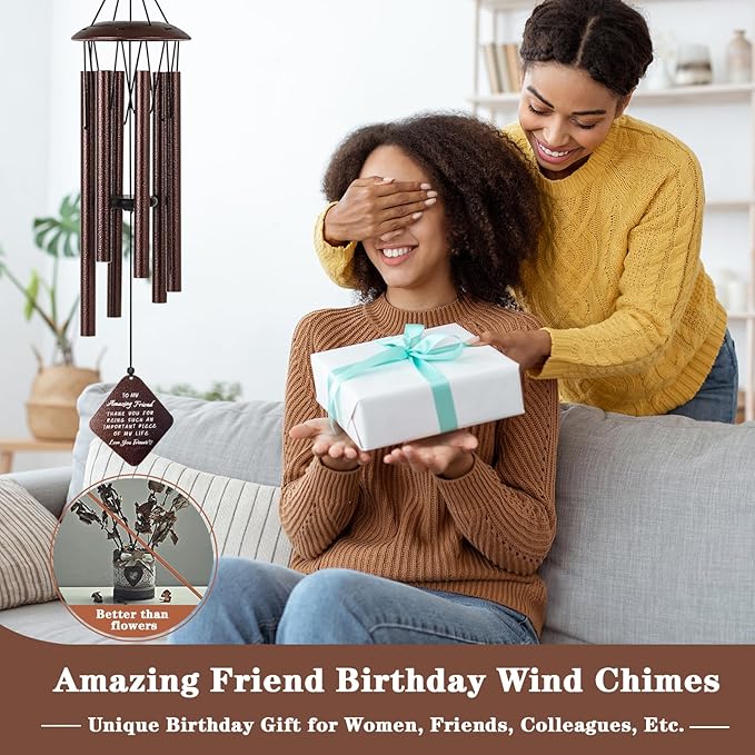 Birthday Gifts for Women Men, Unique Birthday Gift Ideas for Her, Friends, Coworkers, Colleague, 32" Bronze Wind Chimes