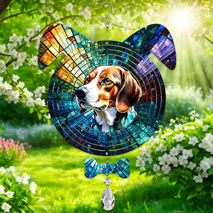 Beagle Dog Ears Wind Spinner, Beagle Wind Spinner Hanging for Yard and Garden