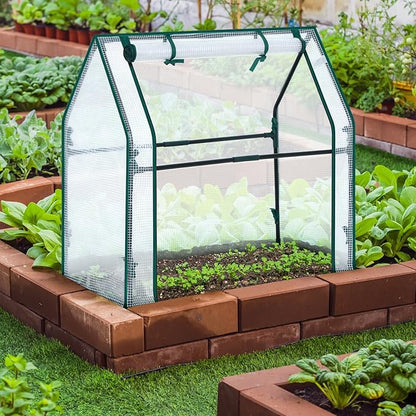 Mini Greenhouse for Indoor Outdoor: Ohuhu Tabletop Portable Green House with Waterproof Pad for Small Plants Nursery Germination, 36"x18"x33" Heavy-Duty PE Cover White