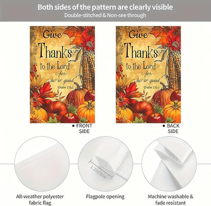 Fall Pumpkin Thanksgiving Welcome Flag 12x18 Double Sided Autumn Outdoor Garden Yard Decoration Banner Harvest Home Decor Large Outdoor Fall Flags Garden Flags for Outside Autumn Flags
