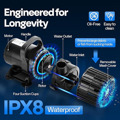 VIVOHOME Electric 100W 1600GPH Submersible Water Pump for Koi Pond Pool Waterfall Fountains Fish Tank and Aquarium