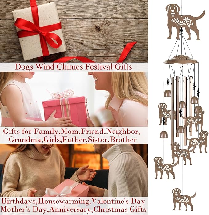 Outdoor Dogs Wind Chimes Decor, Portable Mobile Wind Catcher, Sympathy Wind Bells, Memorial Gifts for Mom, Housewarming, Blessing WindChimes(Outside/Indoor/Home/Room/Porch/Yard/Tree/Garden Decorate)