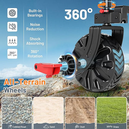 Timber Ridge 51.2" Extended Collapsible Wagon - Heavy-Duty Utility Cart with All-Terrain Wheels, Brakes & Cargo Net, 400L Capacity for Camping, Sports & Shopping, Grey