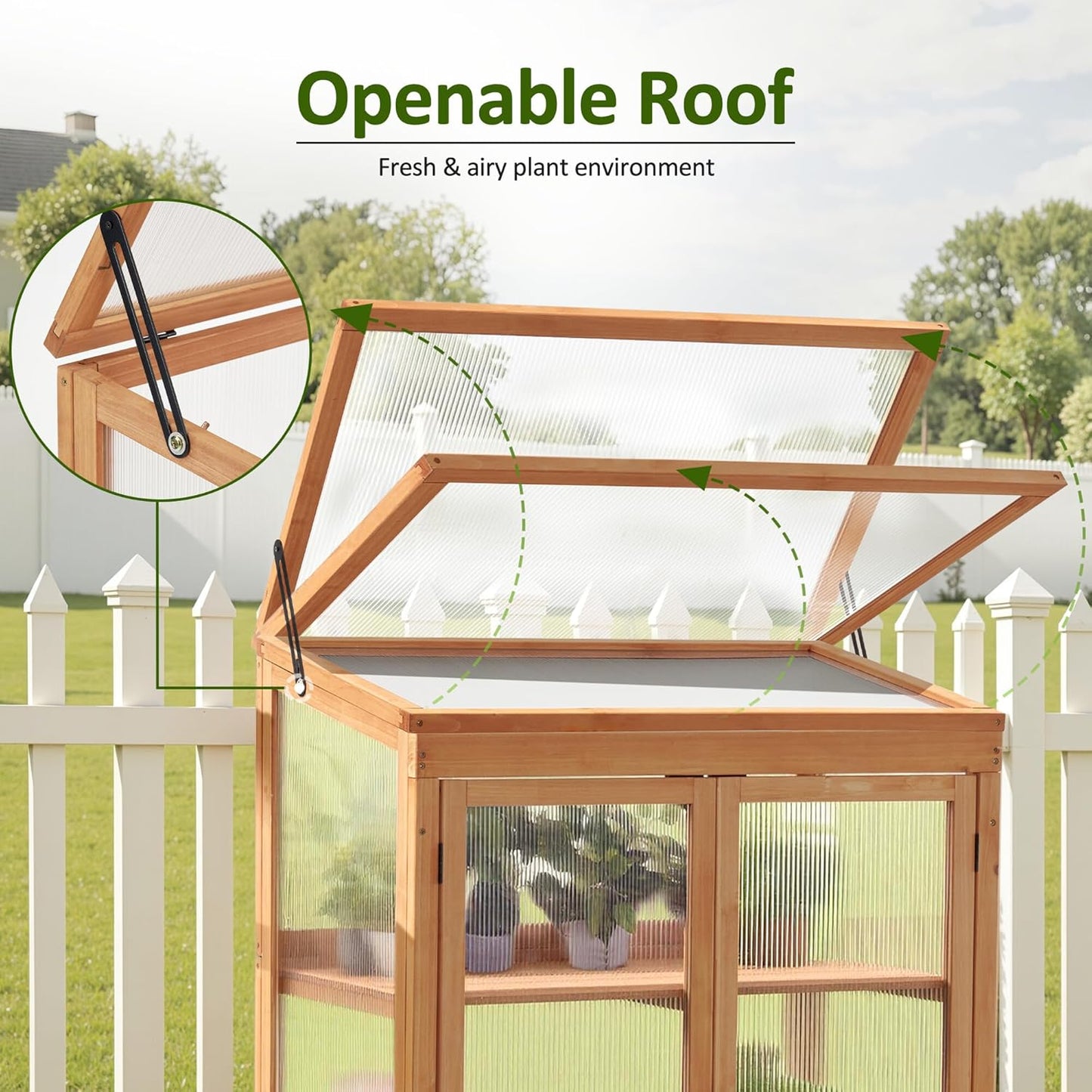 MCombo Wooden Cold Frame Greenhouse, Raised Flower Planter Shelf Protection for Outdoor Indoor Use, 0760 (Orange)