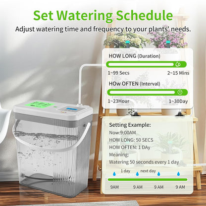 Indoor Drip Irrigation System with 2-Gallon Water Tank, Touch Night Light & Programmable Timer-Self-Watering Kit for 10 Potted Plants