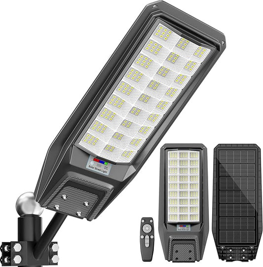 8500W Solar Street Light Outdoor Waterproof, 250000LM Large Commercial Light Solar Powered Dusk to Dawn LED Security Flood Lights with Remote/Motion Sensor, IP67 for Parking Lot/Garden/Yard