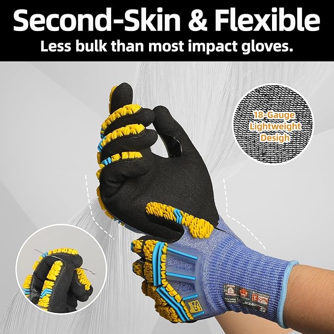 Schwer PRO-SKIN Impact Gloves with ANSI A4 Cut Reistant Protection, Flexible and Comfortable Work Gloves with Grip，Touchscreen, Used for Oil and Gas E&P，Mechanic, Construction, Non-PFAS, S, PM3900-T