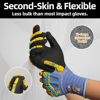 Schwer PRO-SKIN Impact Gloves with ANSI A4 Cut Reistant Protection, Flexible and Comfortable Work Gloves with Grip，Touchscreen, Used for Oil and Gas E&P，Mechanic, Construction, Non-PFAS, S, PM3900-T