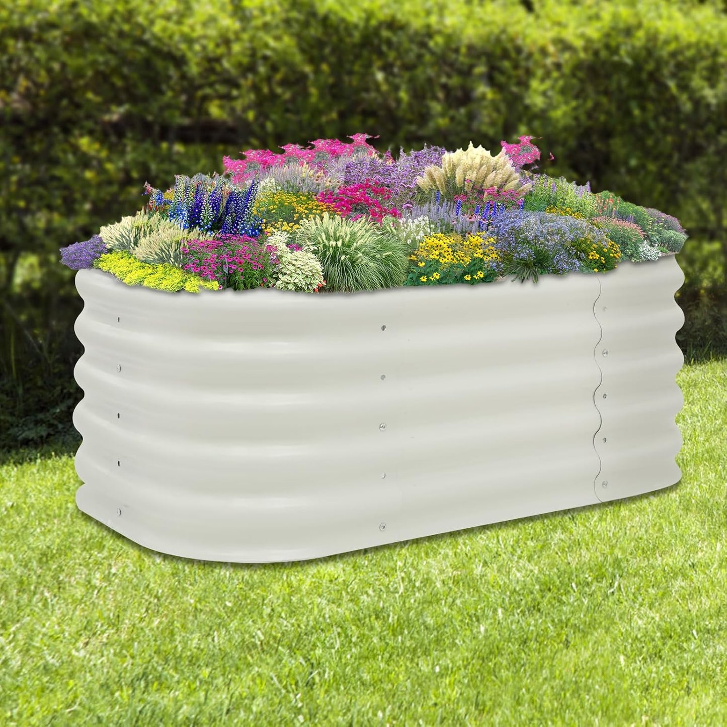 Galvanized Raised Garden Bed Kit, Large Oval Metal Deep Root Planter Box for Outdoor Gardening Planting Plants Vegetables Flower Herb (3.45ft)