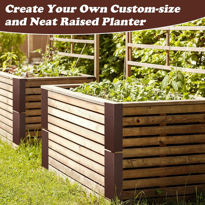 8 Packs Planter Raised Beds Corner Brackets 11 in Metal L Brackets with Screws Brown Angle Corner Bracket Connectors for Plants 11" x 3" x 3" for Wood Flower Box Angle Brace, Brown